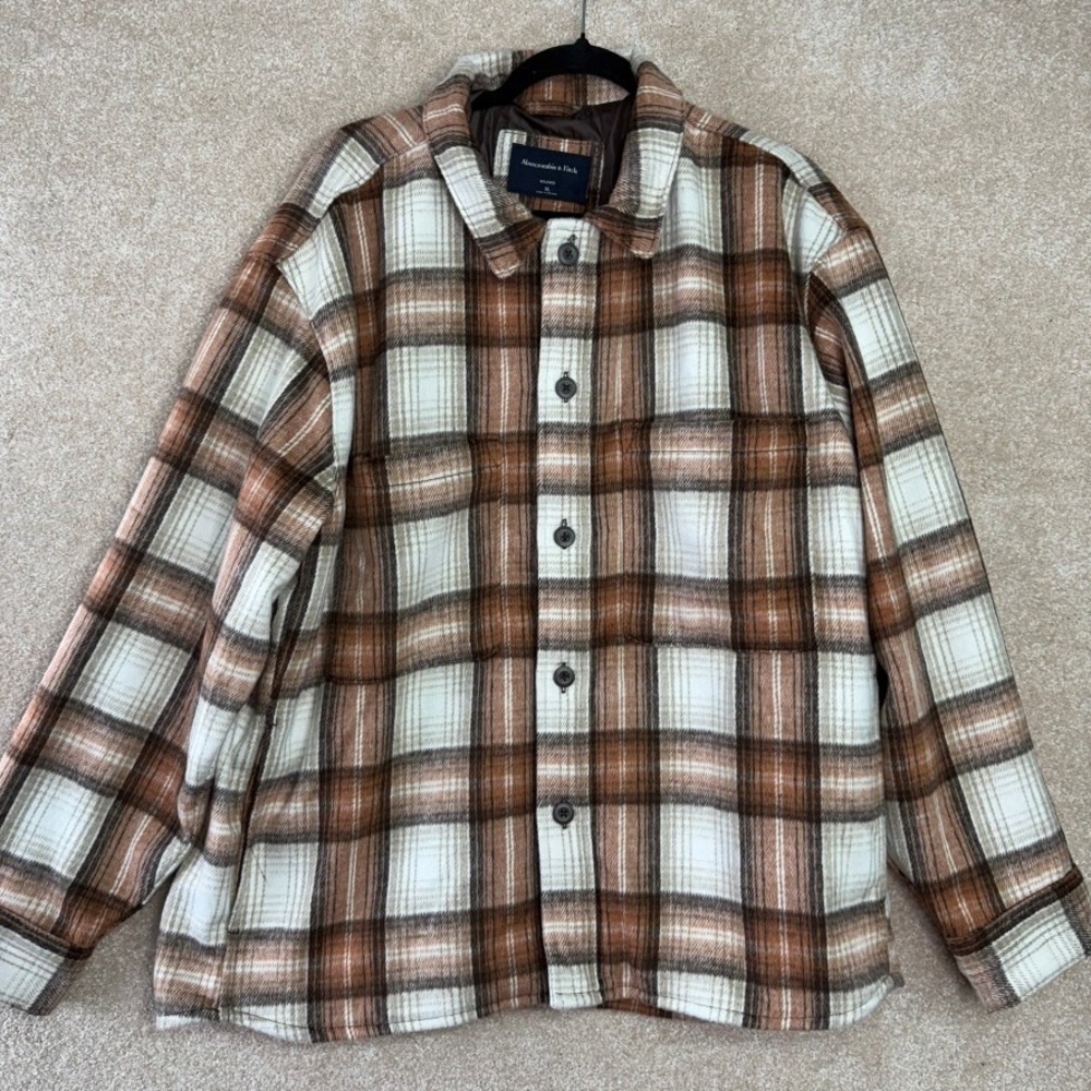 NWT Abercrombie & Fitch Plaid Shirt Jacket Shacket Men's Size‎ XL $110 MSRP A&F